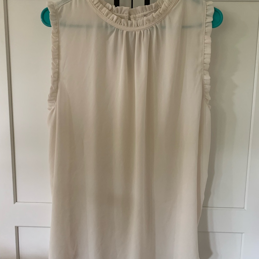LOFT Cream Ruffle, Flowy Tank-Top Blouse